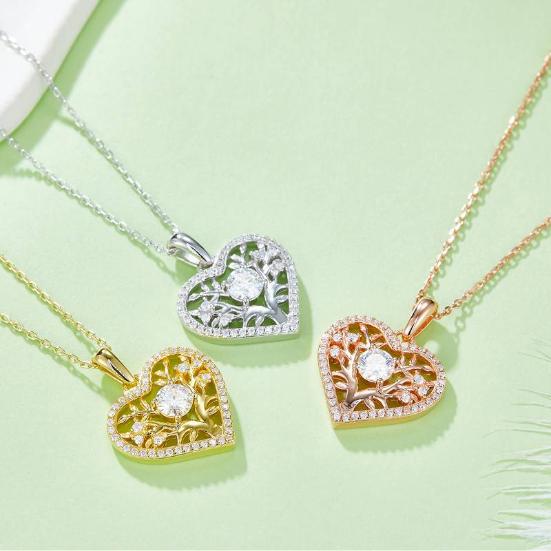 生命树爱心PendantS925银Moissanite厘石D级0.78ct
